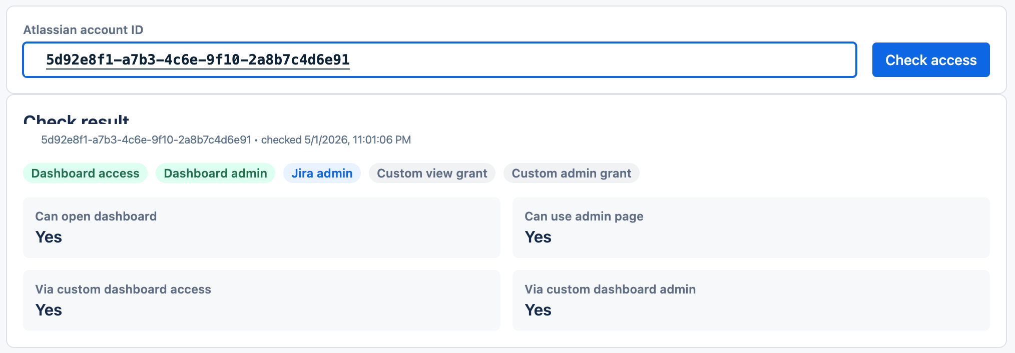 Workledger Admin permission checker